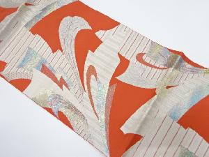 本場筑前博多　抽象草葉模様織り出し　名古屋帯